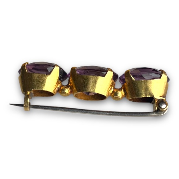 Antique Victorian 14k Gold & Amethyst Brooch
